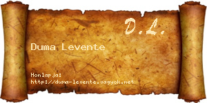 Duma Levente névjegykártya